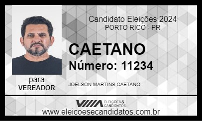 Candidato CAETANO 2024 - PORTO RICO - Eleições