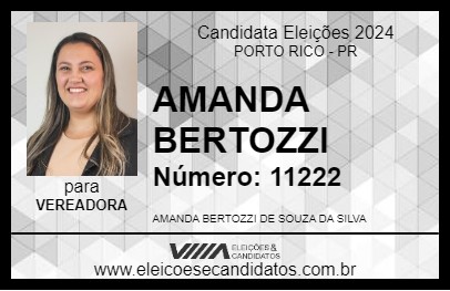 Candidato AMANDA BERTOZZI 2024 - PORTO RICO - Eleições