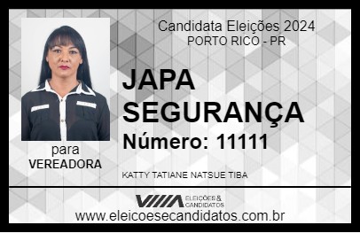 Candidato JAPA SEGURANÇA 2024 - PORTO RICO - Eleições