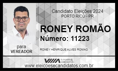 Candidato RONEY ROMÃO 2024 - PORTO RICO - Eleições