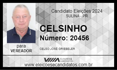 Candidato CELSINHO 2024 - SULINA - Eleições