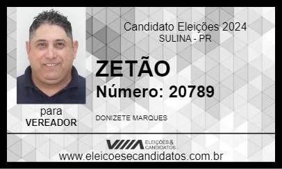 Candidato ZETÃO 2024 - SULINA - Eleições