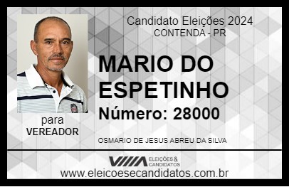 Candidato MARIO DO ESPETINHO 2024 - CONTENDA - Eleições