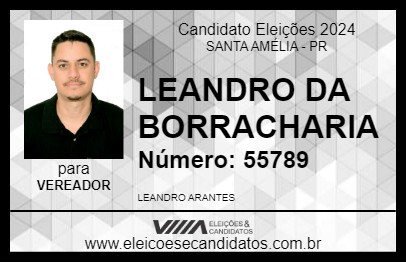 Candidato LEANDRO DA BORRACHARIA 2024 - SANTA AMÉLIA - Eleições