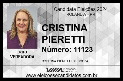 Candidato CRISTINA PIERETTI 2024 - ROLÂNDIA - Eleições