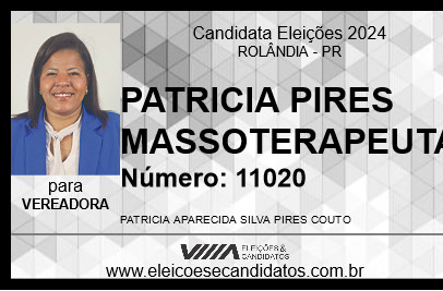 Candidato PATRICIA PIRES MASSOTERAPEUTA 2024 - ROLÂNDIA - Eleições