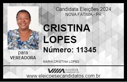 Candidato CRISTINA LOPES 2024 - NOVA FÁTIMA - Eleições