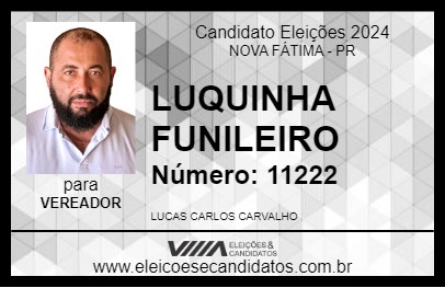 Candidato LUQUINHA FUNILEIRO 2024 - NOVA FÁTIMA - Eleições