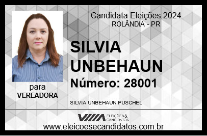 Candidato SILVIA UNBEHAUN 2024 - ROLÂNDIA - Eleições