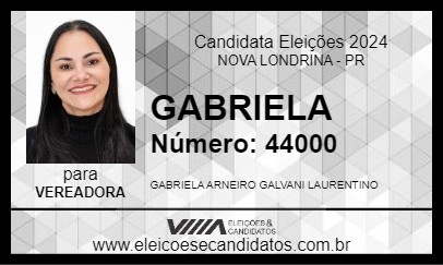 Candidato GABRIELA 2024 - NOVA LONDRINA - Eleições