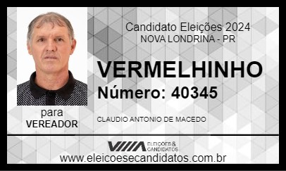 Candidato VERMELHINHO 2024 - NOVA LONDRINA - Eleições