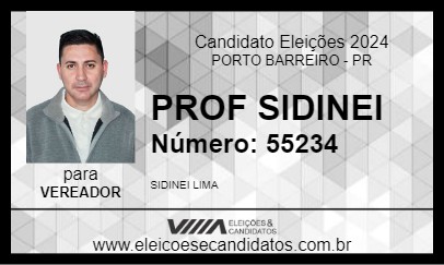 Candidato PROF SIDINEI 2024 - PORTO BARREIRO - Eleições