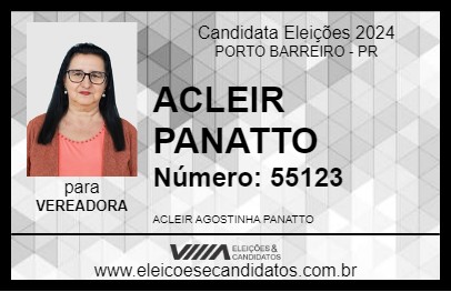 Candidato ACLEIR PANATTO 2024 - PORTO BARREIRO - Eleições