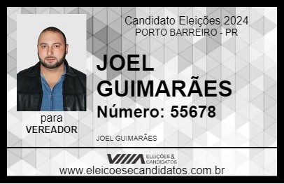 Candidato JOEL GUIMARÃES 2024 - PORTO BARREIRO - Eleições