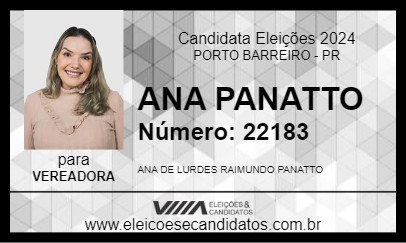 Candidato ANA PANATTO 2024 - PORTO BARREIRO - Eleições