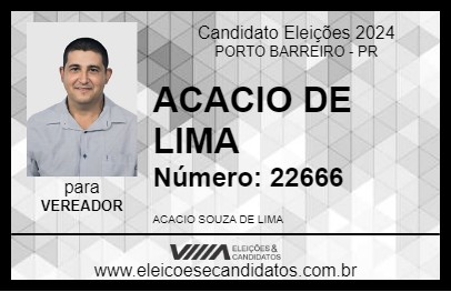 Candidato ACACIO DE LIMA 2024 - PORTO BARREIRO - Eleições