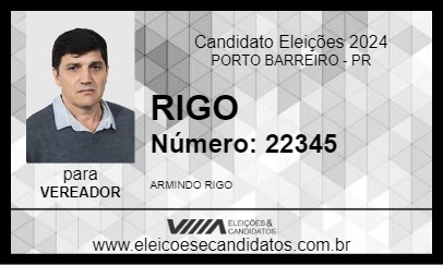 Candidato RIGO 2024 - PORTO BARREIRO - Eleições