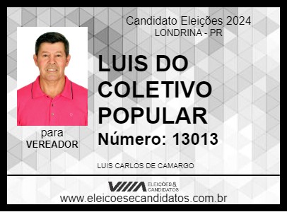 Candidato LUIS DO COLETIVO POPULAR 2024 - LONDRINA - Eleições