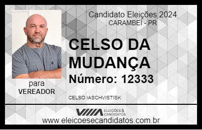 Candidato CELSO DA MUDANÇA 2024 - CARAMBEÍ - Eleições