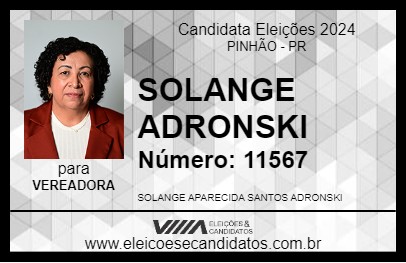 Candidato SOLANGE ADRONSKI 2024 - PINHÃO - Eleições