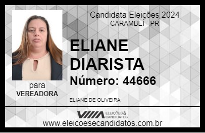 Candidato ELIANE DIARISTA 2024 - CARAMBEÍ - Eleições