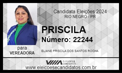 Candidato PRISCILA 2024 - RIO NEGRO - Eleições