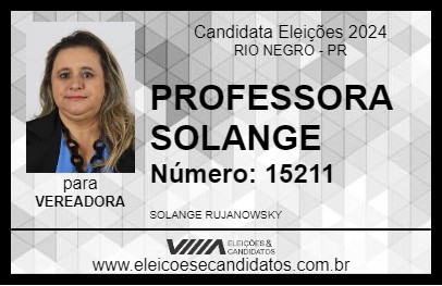 Candidato PROFESSORA SOLANGE 2024 - RIO NEGRO - Eleições