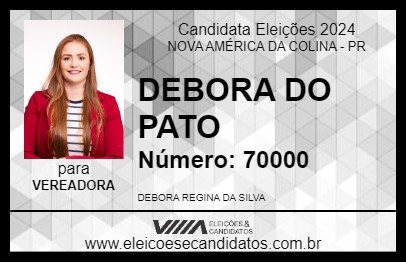 Candidato DEBORA DO PATO 2024 - NOVA AMÉRICA DA COLINA - Eleições