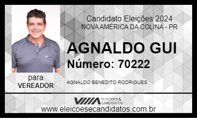 Candidato AGNALDO GUI 2024 - NOVA AMÉRICA DA COLINA - Eleições