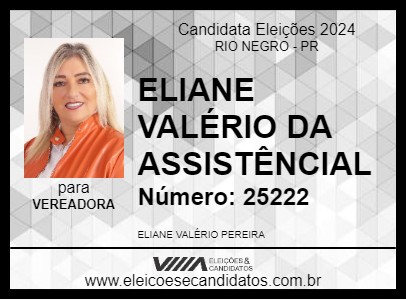 Candidato ELIANE VALÉRIO 2024 - RIO NEGRO - Eleições