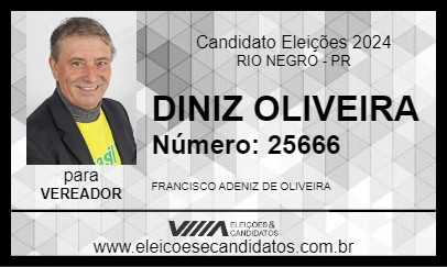 Candidato DINIZ OLIVEIRA 2024 - RIO NEGRO - Eleições