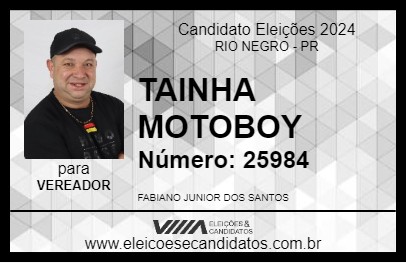 Candidato TAINHA MOTOBOY 2024 - RIO NEGRO - Eleições