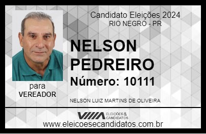 Candidato NELSON PEDREIRO 2024 - RIO NEGRO - Eleições