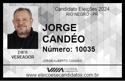 Candidato JORGE CANDÉO 2024 - RIO NEGRO - Eleições