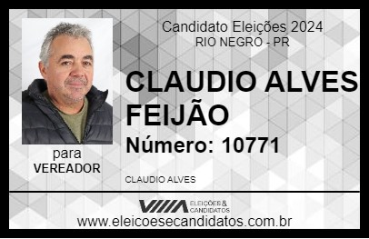 Candidato CLAUDIO ALVES FEIJÃO 2024 - RIO NEGRO - Eleições