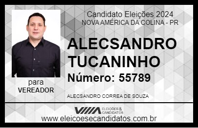 Candidato ALECSANDRO TUCANINHO 2024 - NOVA AMÉRICA DA COLINA - Eleições