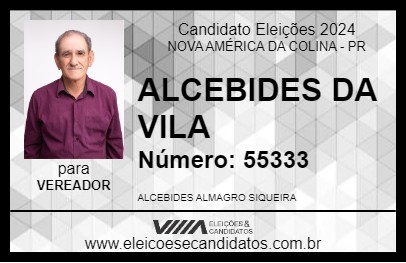 Candidato ALCEBIDES DA VILA 2024 - NOVA AMÉRICA DA COLINA - Eleições