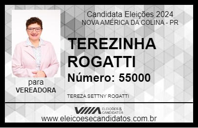 Candidato TEREZINHA ROGATTI 2024 - NOVA AMÉRICA DA COLINA - Eleições