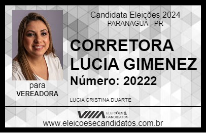 Candidato CORRETORA LUCIA GIMENEZ 2024 - PARANAGUÁ - Eleições