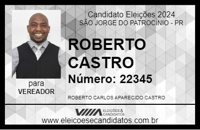 Candidato ROBERTO CASTRO 2024 - SÃO JORGE DO PATROCÍNIO - Eleições