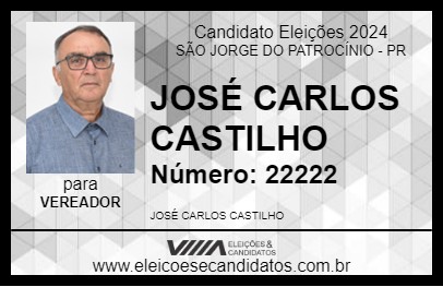 Candidato JOSÉ CARLOS CASTILHO 2024 - SÃO JORGE DO PATROCÍNIO - Eleições