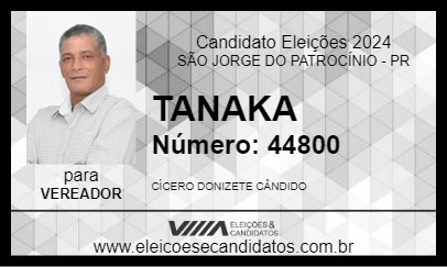 Candidato TANAKA 2024 - SÃO JORGE DO PATROCÍNIO - Eleições