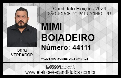 Candidato MIMI BOIADEIRO 2024 - SÃO JORGE DO PATROCÍNIO - Eleições