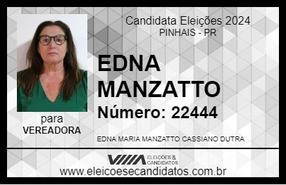 Candidato EDNA MANZATTO 2024 - PINHAIS - Eleições