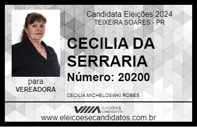 Candidato CECILIA DA SERRARIA 2024 - TEIXEIRA SOARES - Eleições