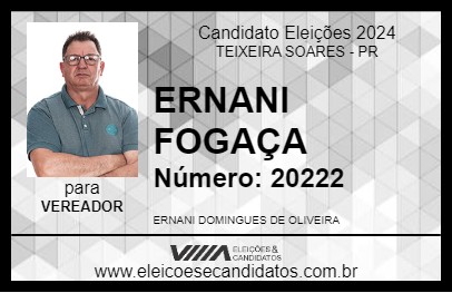 Candidato ERNANI DOS FOGAÇA 2024 - TEIXEIRA SOARES - Eleições