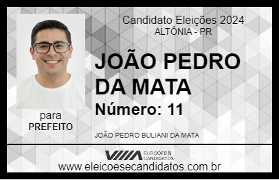 Candidato JOÃO PEDRO DA MATA 2024 - ALTÔNIA - Eleições