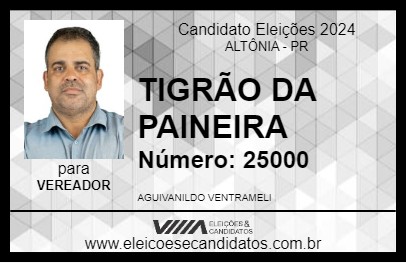 Candidato TIGRÃO DA PAINEIRA 2024 - ALTÔNIA - Eleições