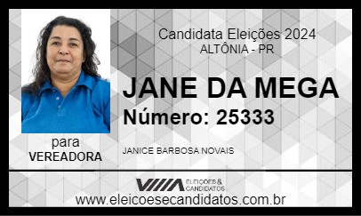 Candidato JANE DA MEGA 2024 - ALTÔNIA - Eleições