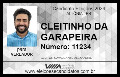 Candidato CLEITINHO DA GARAPEIRA 2024 - ALTÔNIA - Eleições